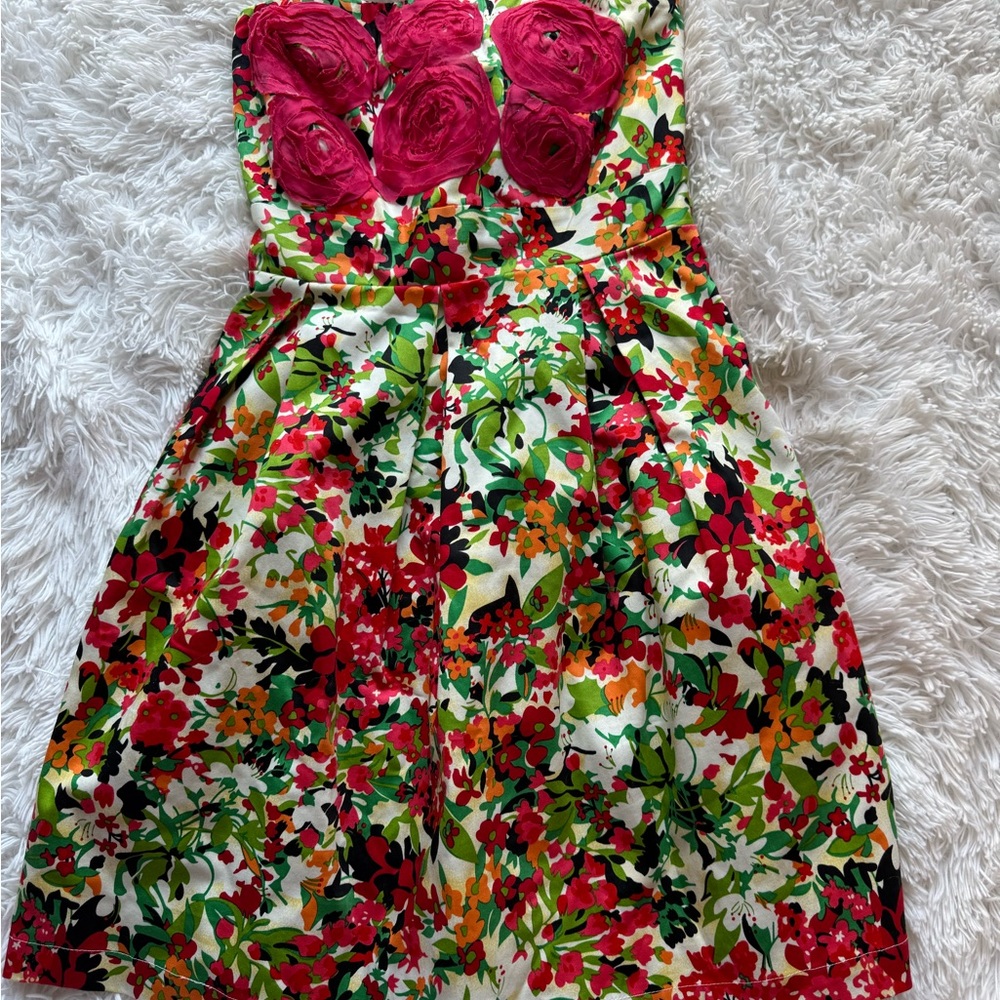 Ark & Co Strapless Floral Dress with Pink Rose Bust